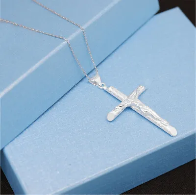 $11.99 • Buy Sterling Silver 925 Crucifix Cross Pendant-Christian Pendant Jesus Cross Pendant