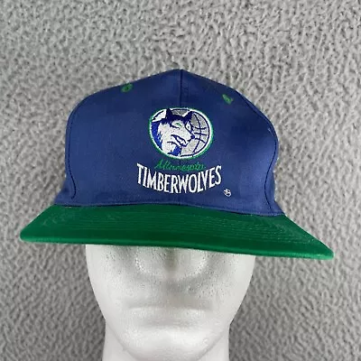 Vintage 90s NBA Minnesota Timberwolves Snapback Hat Cap OSFM Blue Green *Read* • $29.99
