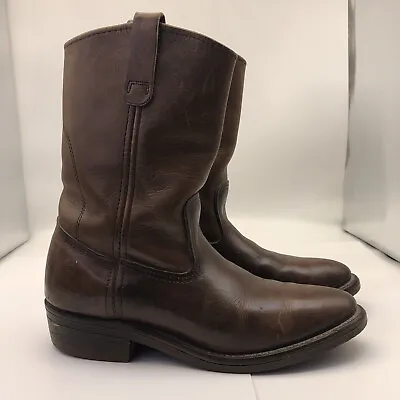 VTG Red Wing Men's 8 Red Brown Leather Soft Toe Pull On Rancher Biker Ride Boots • $74.99