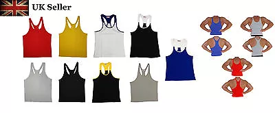 £6.99 • Buy Tank Top Body Building Muscle Vest Stringer Gym Low Scoop Neck Racer Back Y-Back