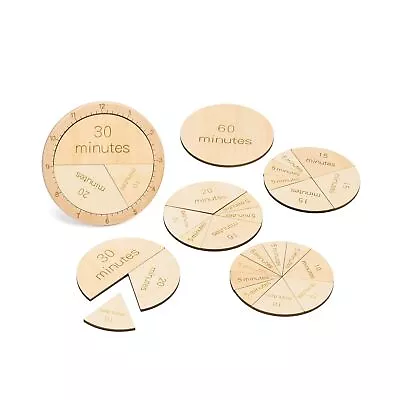 YOBON Wooden Montessori Fraction Clock Toy Math Learning Time Teaching Mater... • $38.33