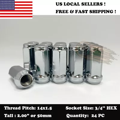 24Pc M14x1.5 CHROME ACORN BULGE 60DEGREE SEAT 2  LUG NUT CHEVY/GMC/FORD... More • $23.99