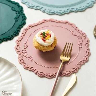 £5.95 • Buy Lace Kitchen Table Decoration Round Placemat Non-slip Cup Mat Silicone Coaster