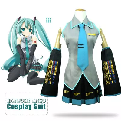 Anime Vocaloid Miku Hatsune Cosplay Costume Halloween Party Props Dresses Sets- • £16.73