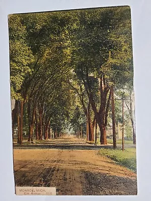 1907 Color Postcard Of Elm Avenue Monroe Mi To Vassar MI • $0.01