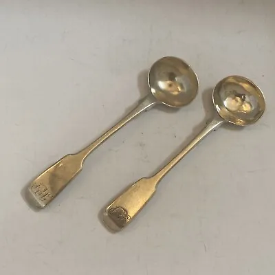 A Pair Of Solid Silver Salt Spoons London 1828 Lias Bros (F2883) • £48