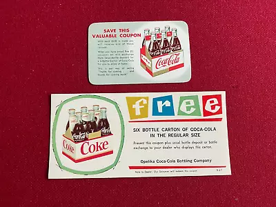 1960's (2) Coca-Cola Free 6-Pack Coupons (Scarce / Vintage) • $45