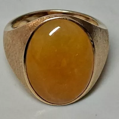 Exceptional 14k Yellow Gold Yellow Jade Jadeite Mens Ring Sz 10 • $2850