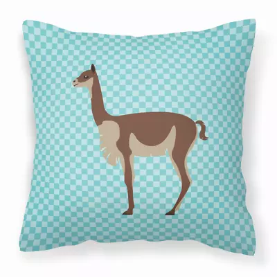 Blue Check Themed Fabric Decorative Pillow Llamas - Vicugna Or Vicuna • $46.68