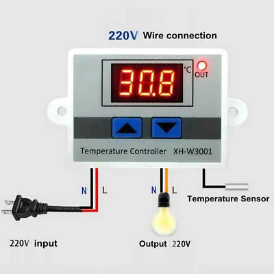 $15.70 • Buy New 220V Digital LED Temperature Controller 10A Thermostat Control Switch Probe