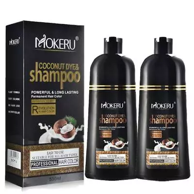 500ml Natural Herbal Black Hair Color Dye Shampoo Permanent Coloring For Unisex • £19.95