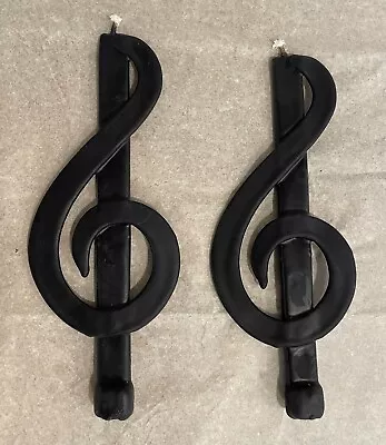 Black Beeswax Candles Music Lover Treble Clef Tapered Pair (2) New W/ BOX • $22