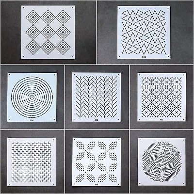 Sashiko Embroidery Template Quilt Pattern Stencils 4 X 4in Square Collection F • £4.49