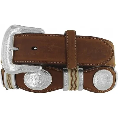 $84 • Buy Tony Lama Western Mens Belt Leather Cutting Champ Rawhide Conchos Brown 9119L