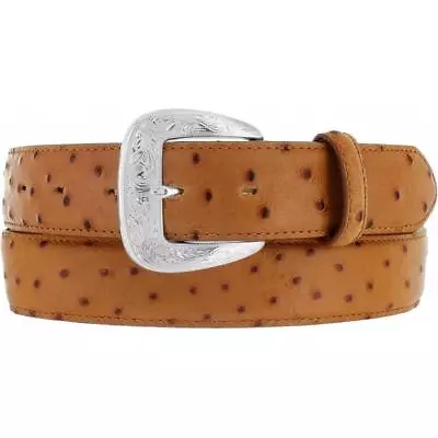 $58 • Buy Tony Lama Western Mens Belt Leather Ostrich Print Made In The USA Peanut 1377L