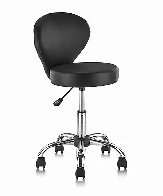 Rolling Swivel Salon Stool Chair With Back Support Adjustable Hydraulic Office • $65.99