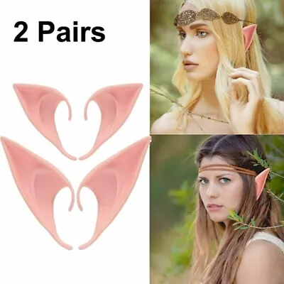 £3.39 • Buy 2 Pairs Elf Ears Rubber Latex Prosthetic Tips Angel Pixie Fairy Cosplay Party