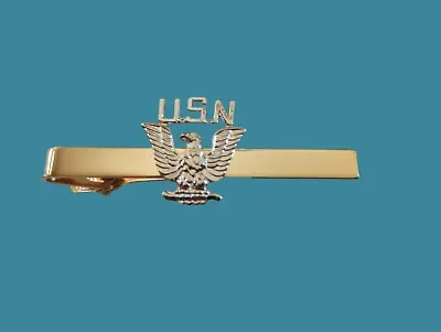 U.s Military Navy U.s.n Eagle Tie Bar Tie Tac  Clip On U.s.a Made • $14.98