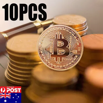 $16.81 • Buy 10pcs Gold Bitcoin Commemorative Coin Copper Plated Bit Coin Collectible Coin AU