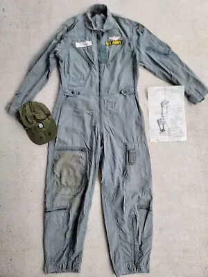 Coverall Flying Vietnam War K-2B Flight Suit Medium REG Dog Tags Cap Lt. Colonel • $250