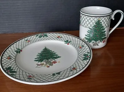 MIKASA Heritage Christmas Story Mug Cup And Dessert Salad Plate EUC CAB08 • $10.90