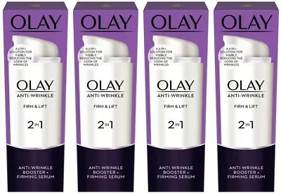 4 X Olay Anti-Wrinkle Booster Firm & Lift 2-In-1 Day Cream & Firming Serum 50ml • £29.30