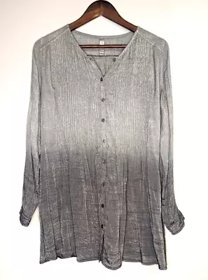 MONORENO Women's Button Up Blouse Sheer Gray Flare SZ S Boho A26 • $14.99
