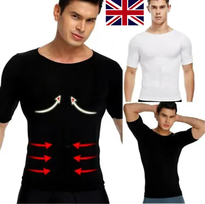Best Mens Compression Vest For Man Boobs Gynecomastia Shirt Male Corset Girdle • £15.79