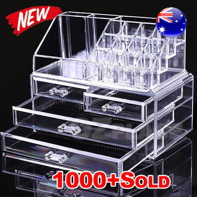 $22.85 • Buy Premium Holder Cosmetic Organiser Makeup 4 Drawer Acrylic Storage Jewellery Box
