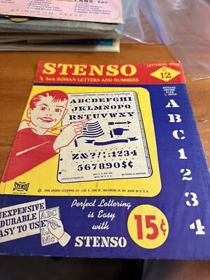 Vintage 1950's Stenso Stencil Lettering Guide Set Number 12 • $18.71