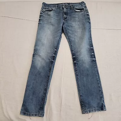Ring Of Fire Jeans Mens 36x32 Blue Denim Stretch Skinee Straight Fit • $16.79