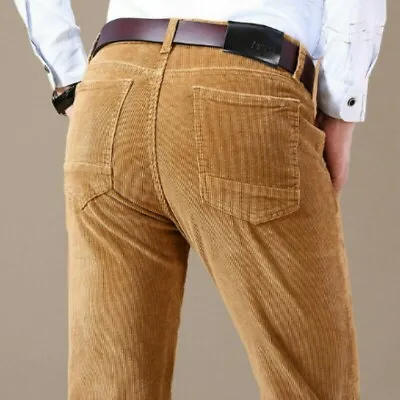 Mens Corduroy Bell Bottom Flares Pants Bootcut Trousers 70s Retro Slim-fit • $77.36