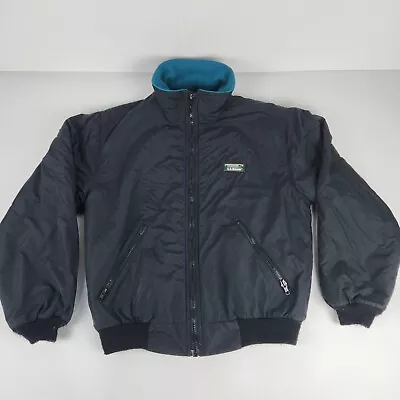 Vintage LL Bean Warm Up Jacket Men Size Small USA Made Nylon Shell Black Teal • $22.97