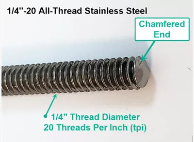 ALL-THREAD ROD STAINLESS STEEL Size: 1/4 ; 3/8 ; 1/2  [Length Selectable] • $8.39