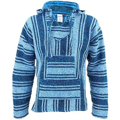 £25.90 • Buy Mexican Baja Hoodie Hoody Jerga Drug Rug Jumper Siesta Surf Hippy Baha Blue
