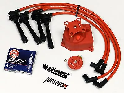 Distributor Cap Rotor Spark Plug Wire Kit 92-95 Honda Civic D15 D16 Eg Red • $139.88