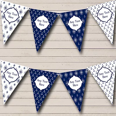 White Blue Nautical Anchor Compass Personalised Birthday Party Bunting Banner • £3.99