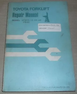 $89.99 • Buy Toyota 3fb10 3fb15 3fb20 3fb25 Fb30 Forklift Service Shop Repair Workshop Manual
