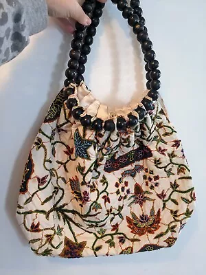 $120 • Buy Treesje Handbag With Embroidery And Beads. Wooden Balls For Handle. Bohemian 