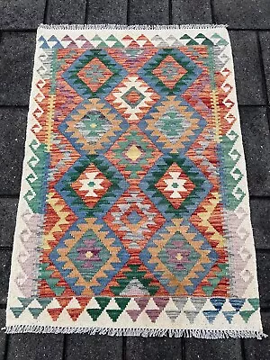 Hand Woven Afghan Wool Kilim Size: 125 X 90 Cm Flat Woven Handmade Floor Rug • $105