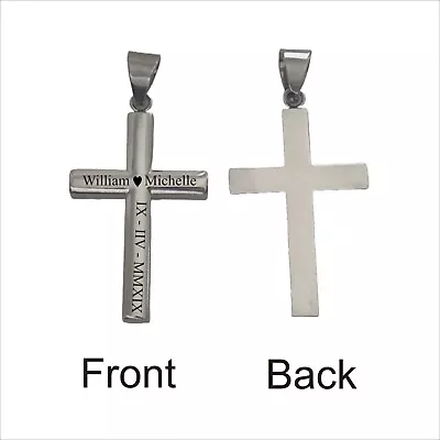 Personalized CROSS NECKLACE Men Custom Engraved Cross Personalized Jewelry Cross • $34.99