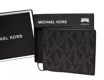 Michael Kors Men's Jet Set Logo Slim Wallet Black New In Box! • $39.99