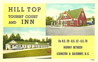 Linwood Lexington & Salisbury North Carolina Hill Top Inn Old Postcard • £3.75