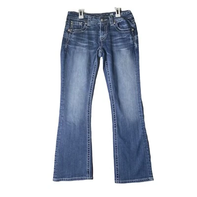 £58.02 • Buy Miss Me Jeans Womens Size 27 Bootcut Bling Thick Stitch Equestrian Low Rise