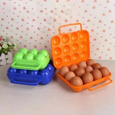 6/12 Grid Portable Egg Storage Box Plastic Eggs Box Case Outdoor Picnic Egg Tray • £5.96