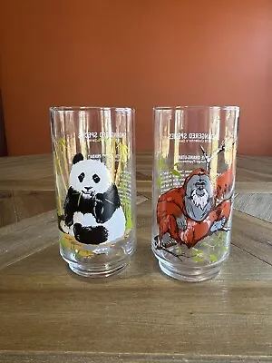 Vintage 1978 BURGER CHEF ENDANGERED SPECIES Glasses Panda Orangutan Set Of 2 • $12