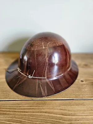 Vintage Brown Miner Full Brim Fiberglass Skullgard Safety Hard Hat • $80