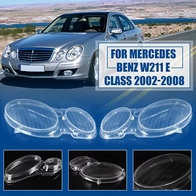 Pair Headlight Lens Cover Cap For Mercedes-Benz E Class W211 E300 E320 2002-2008 • $39.89