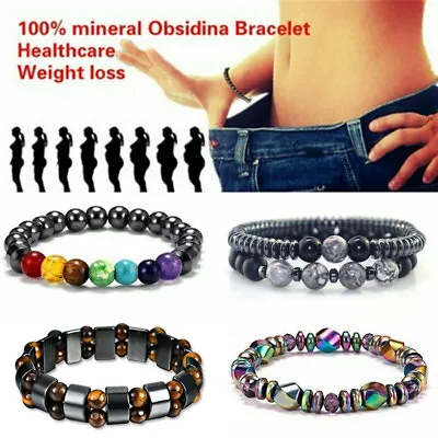 Magnetic Healing Therapy Bracelet Beads Arthritis Hematite Weight Loss Gift New • $2.60