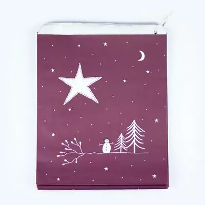 Christmas Paper Craft Gift Bags | Maroon Star Night Party East Of India X50 • £8.23